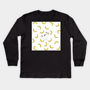 Cat no like banana Kids Long Sleeve T-Shirt